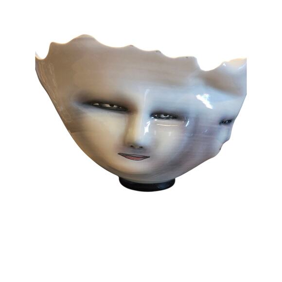 Bing Gleitsman Porcelain 3D Four Faced Bowl/Vase Post Modern Oddities Décor EUC - Picture 2 of 16
